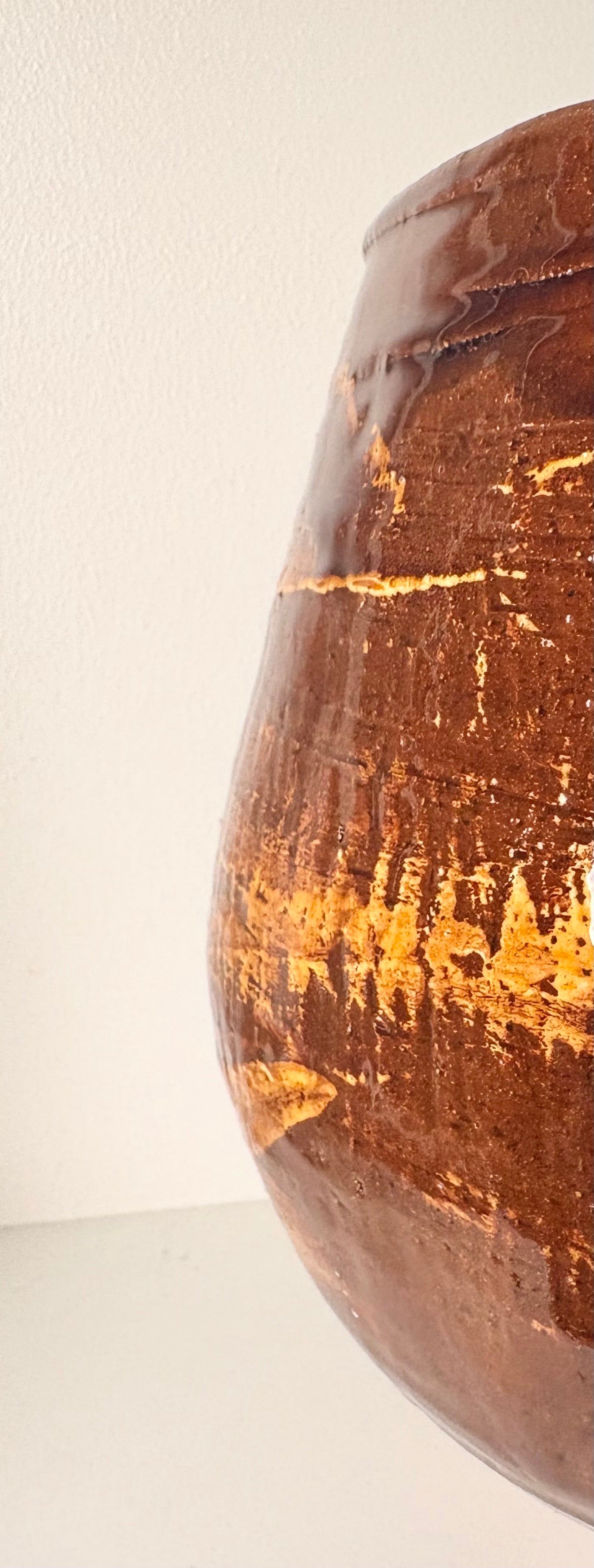 Large Decorative Pot in Warm Brown & Honey Glaze